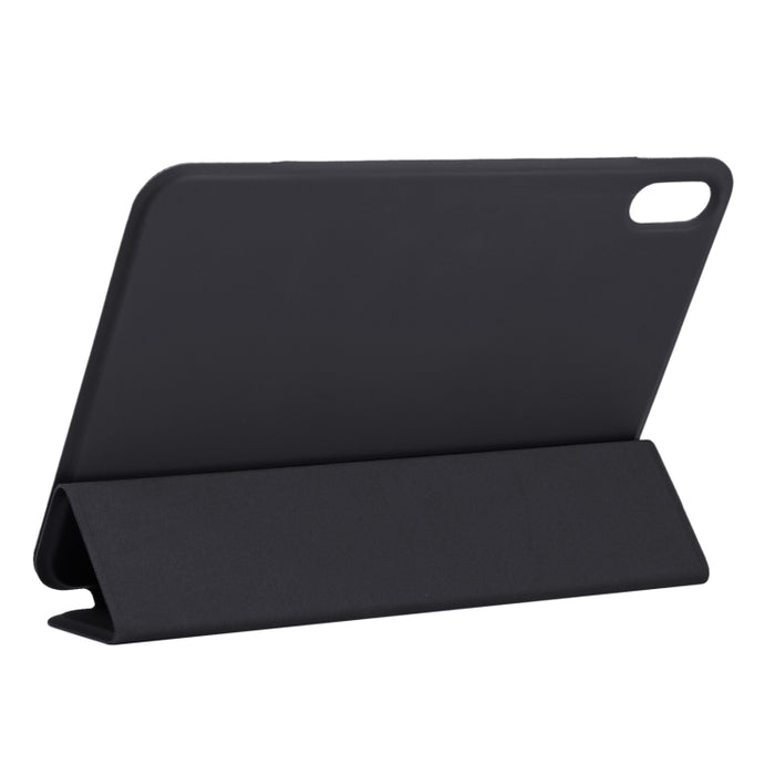 Estuche de cuero para tableta de PU magnético sin hebilla con clip de doble cara ultrafino con tapa horizontal con soporte de tres pliegues y función de reposo / activación
