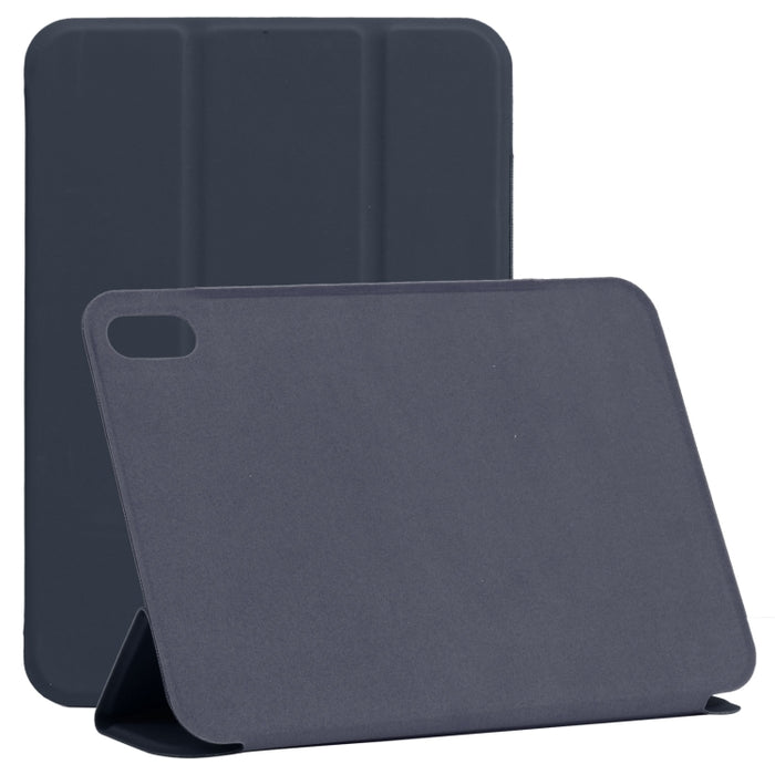 Estuche de cuero para tableta de PU magnético sin hebilla con clip de doble cara ultrafino con tapa horizontal con soporte de tres pliegues y función de reposo / activación