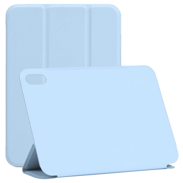 Estuche de cuero para tableta de PU magnético sin hebilla con clip de doble cara ultrafino con tapa horizontal con soporte de tres pliegues y función de reposo / activación
