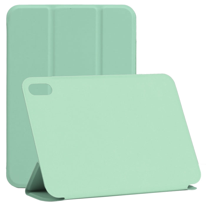Estuche de cuero para tableta de PU magnético sin hebilla con clip de doble cara ultrafino con tapa horizontal con soporte de tres pliegues y función de reposo / activación