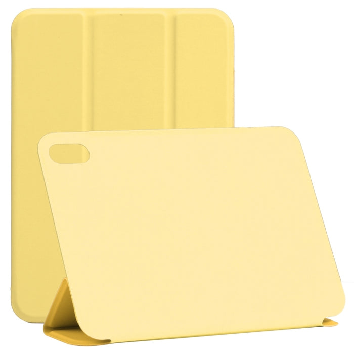 Estuche de cuero para tableta de PU magnético sin hebilla con clip de doble cara ultrafino con tapa horizontal con soporte de tres pliegues y función de reposo / activación
