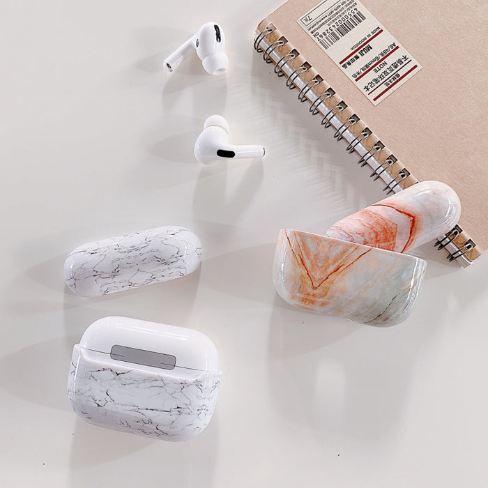 Para AirPods Pro Funda protectora de plástico con textura de mármol para auriculares