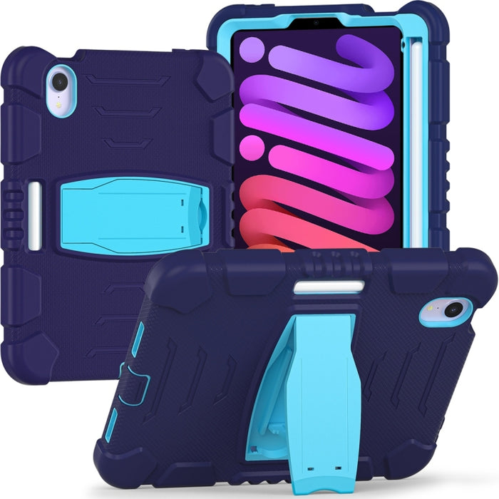 Marco de pantalla de protección de 3 capas + PC + Estuche combinado de silicona a prueba de golpes con soporte