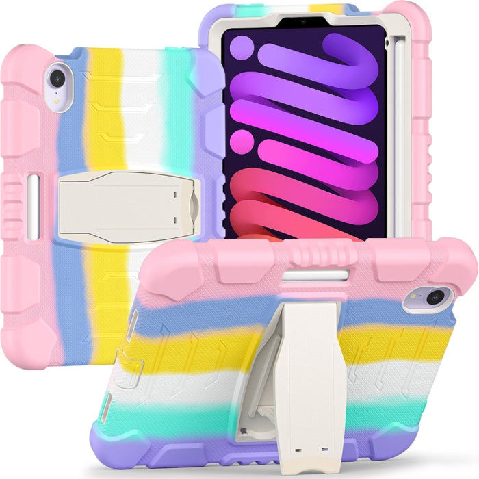 Marco de pantalla de protección de 3 capas + PC + Estuche combinado de silicona a prueba de golpes con soporte
