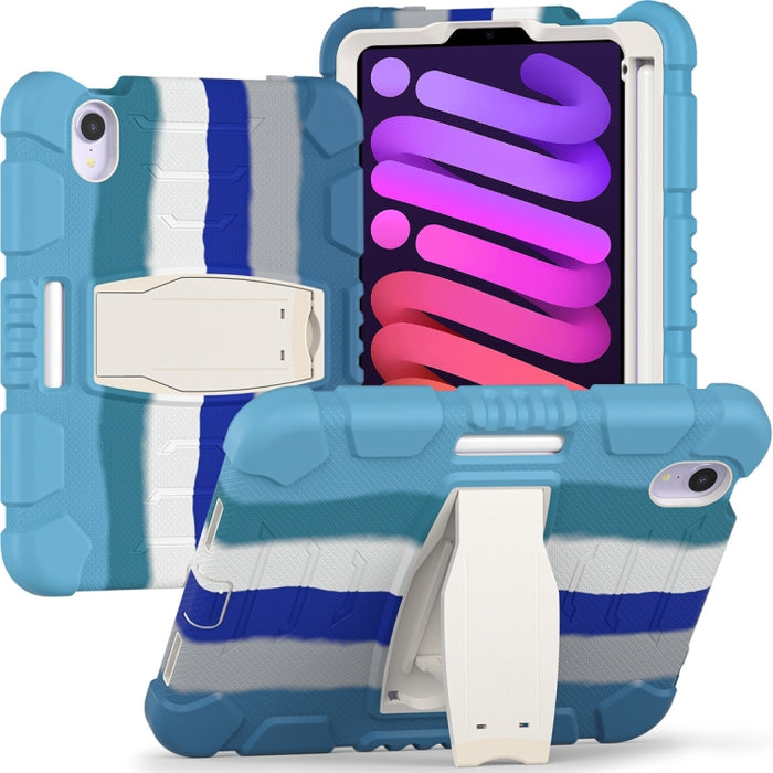 Marco de pantalla de protección de 3 capas + PC + Estuche combinado de silicona a prueba de golpes con soporte