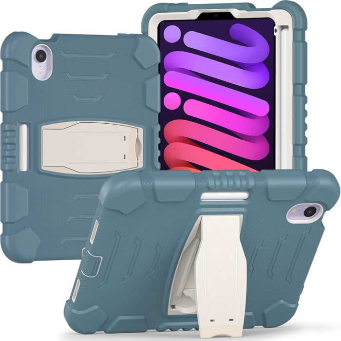 Marco de pantalla de protección de 3 capas + PC + Estuche combinado de silicona a prueba de golpes con soporte