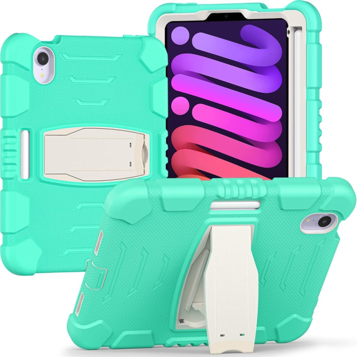 Marco de pantalla de protección de 3 capas + PC + Estuche combinado de silicona a prueba de golpes con soporte