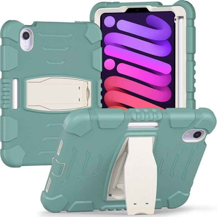 Marco de pantalla de protección de 3 capas + PC + Estuche combinado de silicona a prueba de golpes con soporte