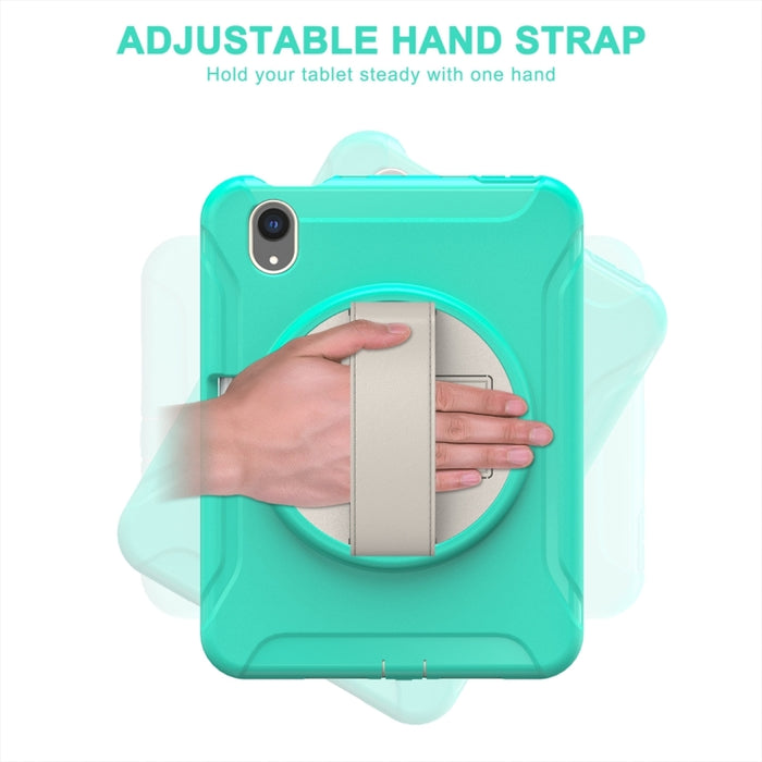 Estuche protector de PC + TPU con rotación de 360 grados con soporte y correa de mano