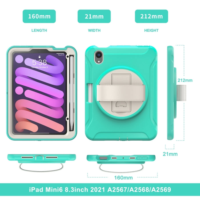 Estuche protector de PC + TPU con rotación de 360 grados con soporte y correa de mano