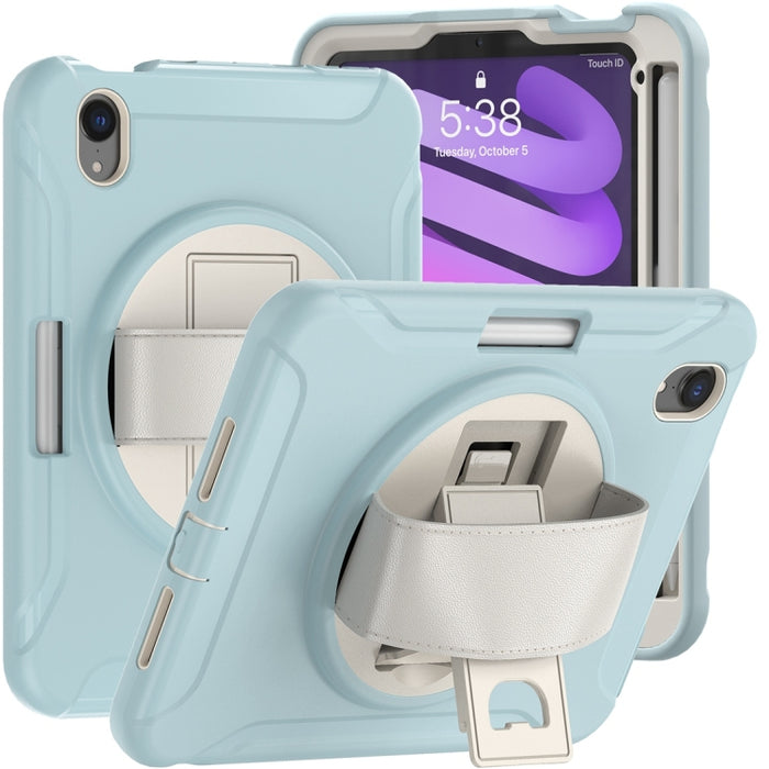 Estuche protector de PC + TPU con rotación de 360 grados con soporte y correa de mano