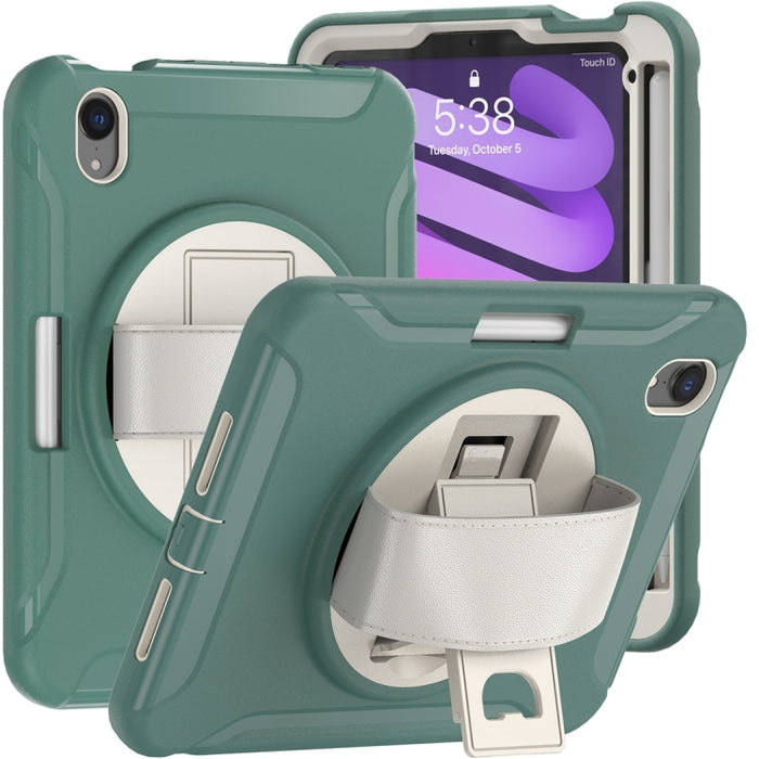 Estuche protector de PC + TPU con rotación de 360 grados con soporte y correa de mano