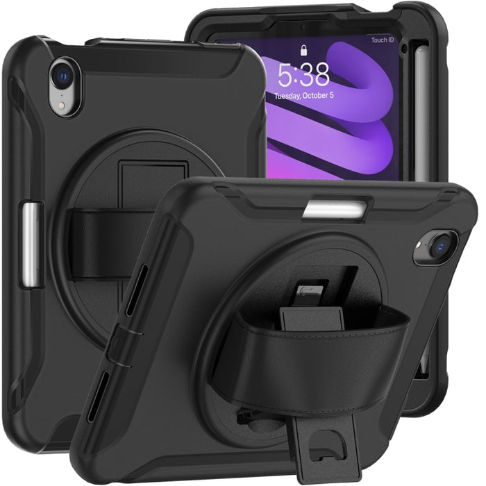 Estuche protector de PC + TPU con rotación de 360 grados con soporte y correa de mano