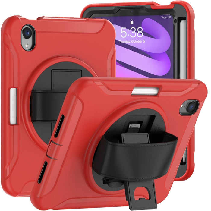 Estuche protector de PC + TPU con rotación de 360 grados con soporte y correa de mano