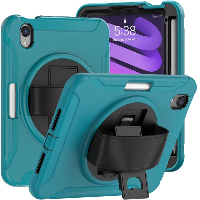 Estuche protector de PC + TPU con rotación de 360 grados con soporte y correa de mano