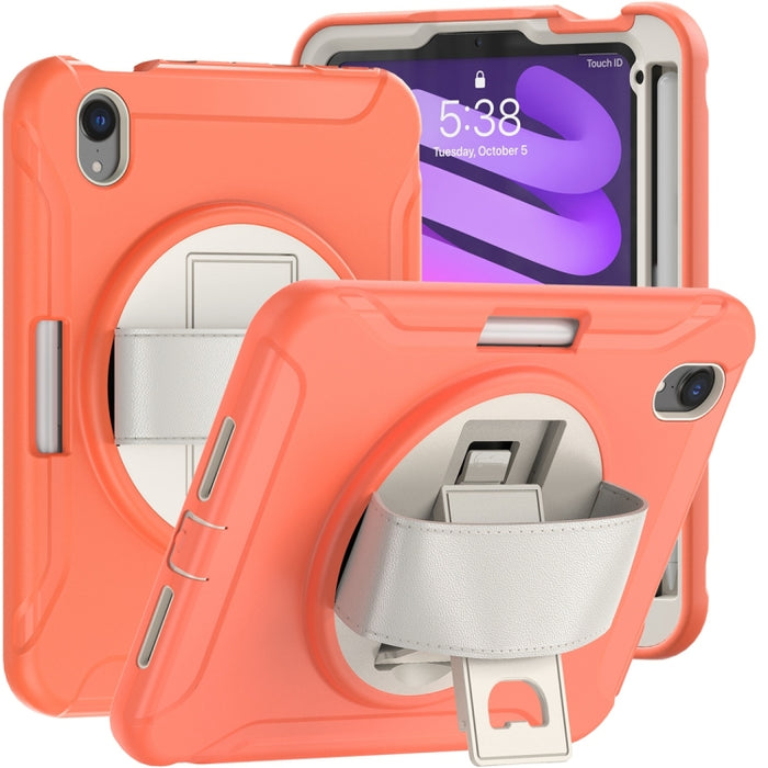 Estuche protector de PC + TPU con rotación de 360 grados con soporte y correa de mano