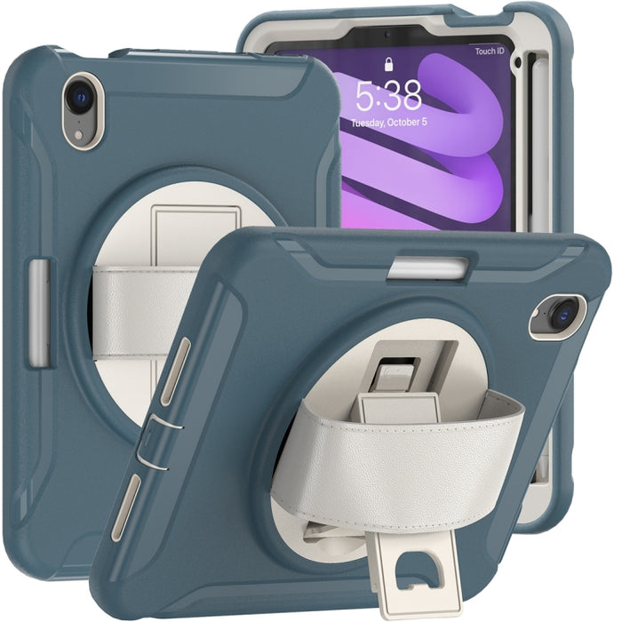 Estuche protector de PC + TPU con rotación de 360 grados con soporte y correa de mano
