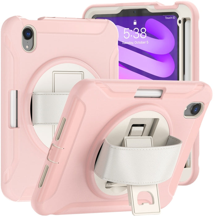 Estuche protector de PC + TPU con rotación de 360 grados con soporte y correa de mano