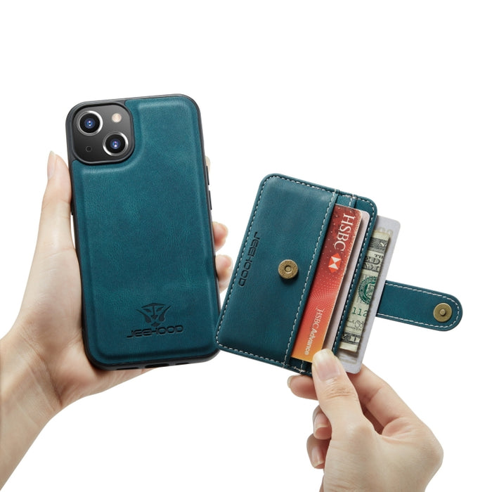 JEEHOOD Estuche protector magnético PU + TPU con cepillo antirrobo con ranura para tarjeta
