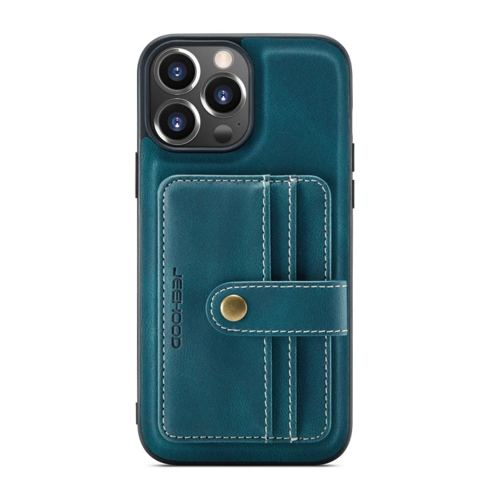JEEHOOD Estuche protector magnético PU + TPU con cepillo antirrobo con ranura para tarjeta