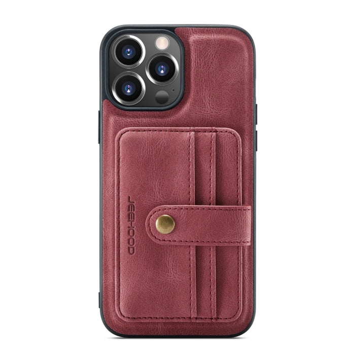 JEEHOOD Estuche protector magnético PU + TPU con cepillo antirrobo con ranura para tarjeta
