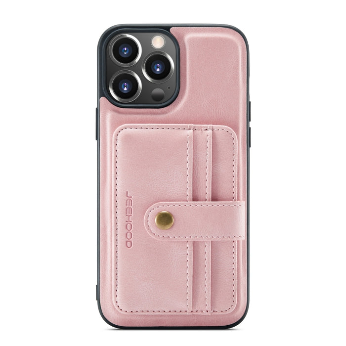 JEEHOOD Estuche protector magnético PU + TPU con cepillo antirrobo con ranura para tarjeta