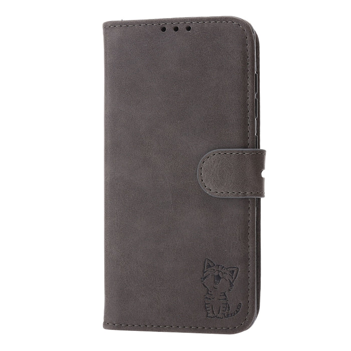 Estuche de cuero con tapa horizontal con patrón de gato feliz en relieve con soporte y ranuras para tarjetas y billetera, For Xiaomi Redmi Note 10 Pro 5G, For Xiaomi Redmi 10, For Xiaomi Mi 11, For Xiaomi Mi 11T, For Xiaomi Mi 11 Ultra                 ...