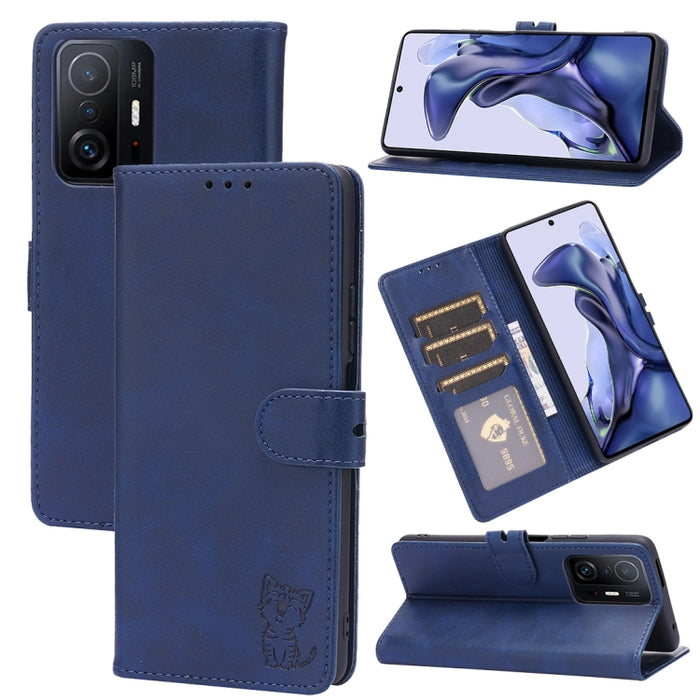 Estuche de cuero con tapa horizontal con patrón de gato feliz en relieve con soporte y ranuras para tarjetas y billetera, For Xiaomi Redmi Note 10 Pro 5G, For Xiaomi Redmi 10, For Xiaomi Mi 11, For Xiaomi Mi 11T, For Xiaomi Mi 11 Ultra                 ...