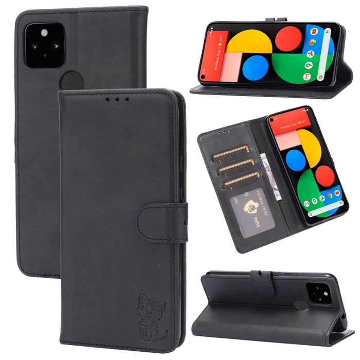Estuche de cuero con tapa horizontal con patrón de gato feliz en relieve con soporte y ranuras para tarjetas y billetera, For Xiaomi Redmi Note 10 Pro 5G, For Xiaomi Redmi 10, For Xiaomi Mi 11, For Xiaomi Mi 11T, For Xiaomi Mi 11 Ultra                 ...