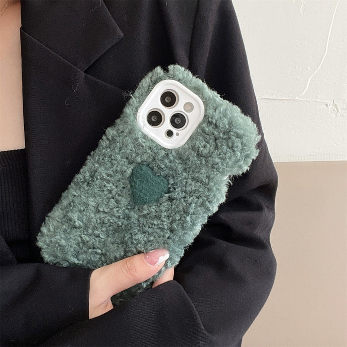 Estuche protector suave de corazón de felpa