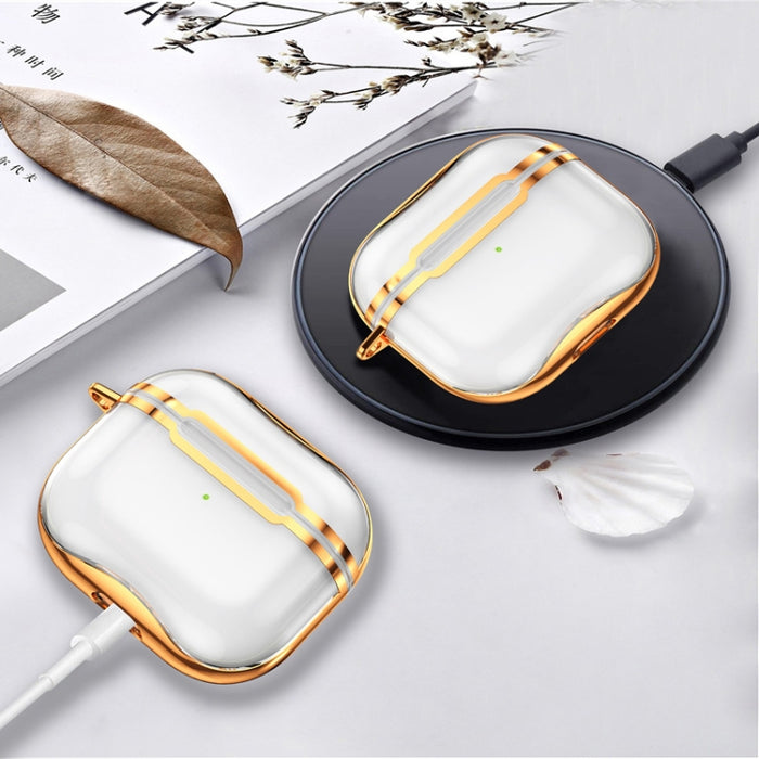 Marco de galvanoplastia + Estuche protector de auriculares de TPU transparente con gancho