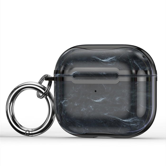 Estuche protector para auriculares con marco de galvanoplastia de textura de mármol con gancho