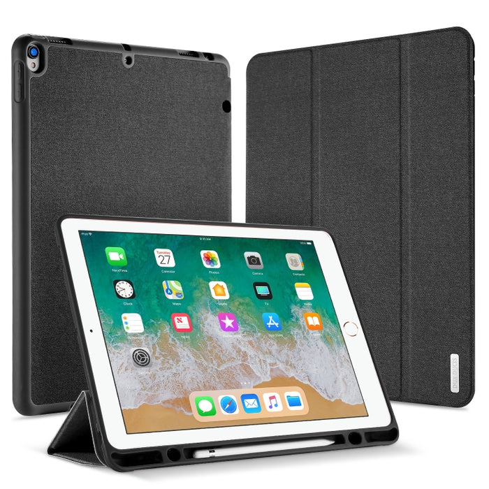 DUX DUCIS Domo Series Funda de tableta de cuero TPU + PU con tapa horizontal magnética con tres soportes plegables y ranura para bolígrafo
