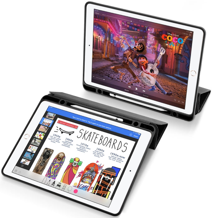 DUX DUCIS Domo Series Funda de tableta de cuero TPU + PU con tapa horizontal magnética con tres soportes plegables y ranura para bolígrafo