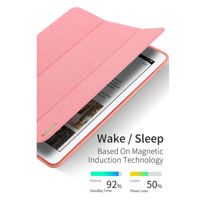 DUX DUCIS Domo Series Funda de tableta de cuero TPU + PU con tapa horizontal magnética con tres soportes plegables y ranura para bolígrafo