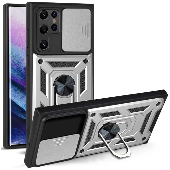 Diseño de cubierta de cámara deslizante Funda protectora de TPU + PC, For Samaung Galaxy S22 5G, For Samaung Galaxy S22+ 5G, For Samaung Galaxy S22 Ultra 5G
