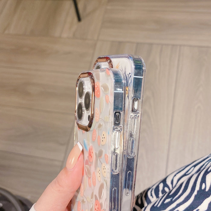 Estuche para teléfono a prueba de golpes con flor de galvanoplastia en polvo con purpurina