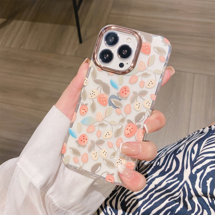 Estuche para teléfono a prueba de golpes con flor de galvanoplastia en polvo con purpurina
