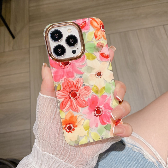 Estuche para teléfono a prueba de golpes con flor de galvanoplastia en polvo con purpurina