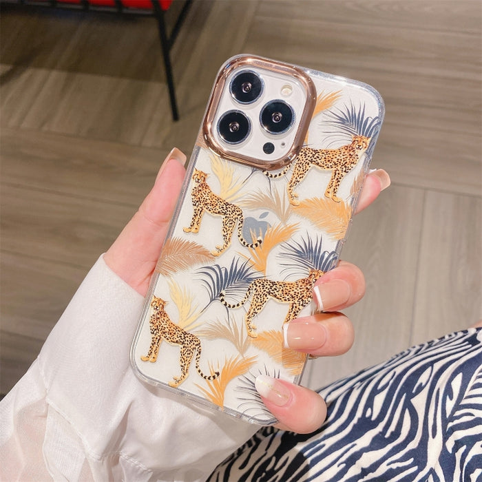 Estuche para teléfono a prueba de golpes con flor de galvanoplastia en polvo con purpurina