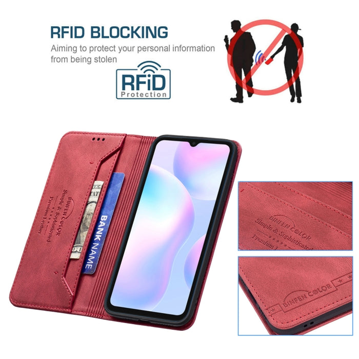 Estuche de cuero antirrobo con bloqueo magnético RFID con soporte y ranuras para tarjetas y billetera, For Xiaomi Redmi 9A, For Xiaomi Redmi 9C / Poco C31, For Xiaomi Redmi 9, For Xiaomi Redmi 10, For Xiaomi Redmi Note 9/Redmi 10X 4G                   ...