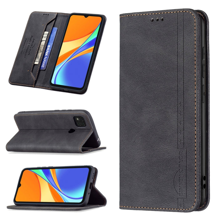 Estuche de cuero antirrobo con bloqueo magnético RFID con soporte y ranuras para tarjetas y billetera, For Xiaomi Redmi 9A, For Xiaomi Redmi 9C / Poco C31, For Xiaomi Redmi 9, For Xiaomi Redmi 10, For Xiaomi Redmi Note 9/Redmi 10X 4G                   ...