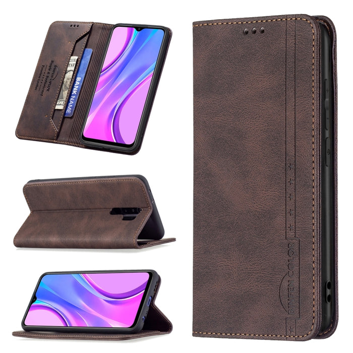 Estuche de cuero antirrobo con bloqueo magnético RFID con soporte y ranuras para tarjetas y billetera, For Xiaomi Redmi 9A, For Xiaomi Redmi 9C / Poco C31, For Xiaomi Redmi 9, For Xiaomi Redmi 10, For Xiaomi Redmi Note 9/Redmi 10X 4G                   ...
