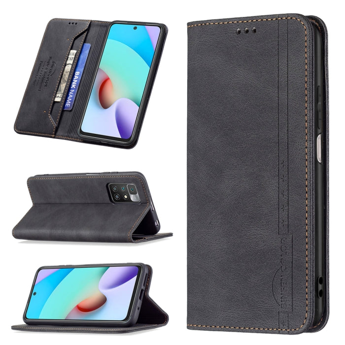 Estuche de cuero antirrobo con bloqueo magnético RFID con soporte y ranuras para tarjetas y billetera, For Xiaomi Redmi 9A, For Xiaomi Redmi 9C / Poco C31, For Xiaomi Redmi 9, For Xiaomi Redmi 10, For Xiaomi Redmi Note 9/Redmi 10X 4G                   ...