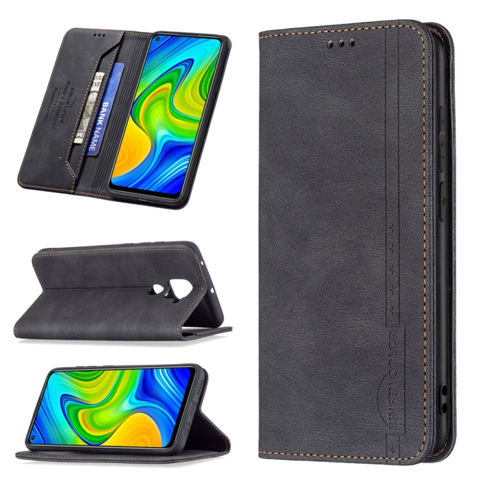 Estuche de cuero antirrobo con bloqueo magnético RFID con soporte y ranuras para tarjetas y billetera, For Xiaomi Redmi 9A, For Xiaomi Redmi 9C / Poco C31, For Xiaomi Redmi 9, For Xiaomi Redmi 10, For Xiaomi Redmi Note 9/Redmi 10X 4G                   ...