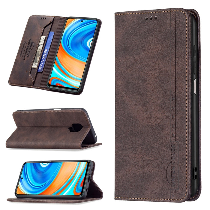 Estuche de cuero antirrobo con bloqueo magnético RFID con soporte y ranuras para tarjetas y billetera, For Xiaomi Redmi 9A, For Xiaomi Redmi 9C / Poco C31, For Xiaomi Redmi 9, For Xiaomi Redmi 10, For Xiaomi Redmi Note 9/Redmi 10X 4G                   ...