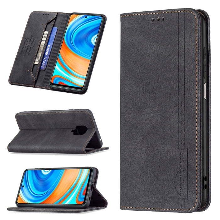 Estuche de cuero antirrobo con bloqueo magnético RFID con soporte y ranuras para tarjetas y billetera, For Xiaomi Redmi 9A, For Xiaomi Redmi 9C / Poco C31, For Xiaomi Redmi 9, For Xiaomi Redmi 10, For Xiaomi Redmi Note 9/Redmi 10X 4G                   ...