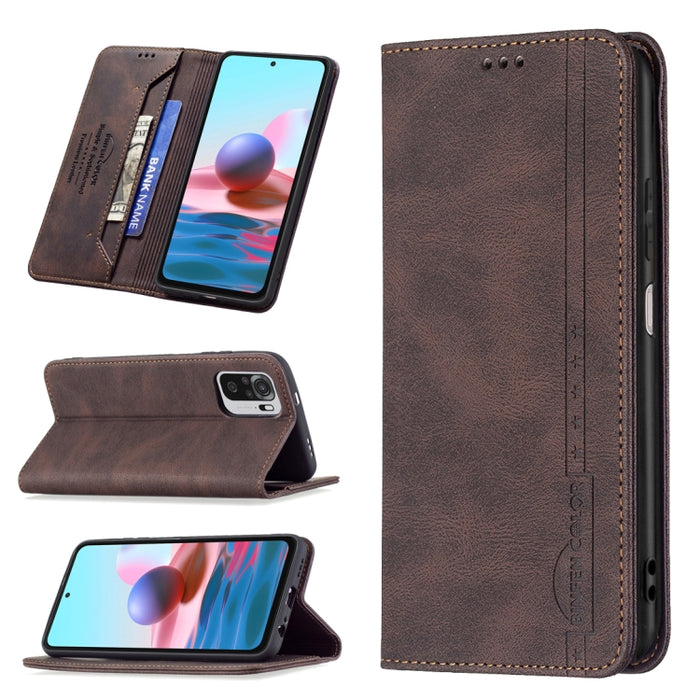 Estuche de cuero antirrobo con bloqueo magnético RFID con soporte y ranuras para tarjetas y billetera, For Xiaomi Redmi 9A, For Xiaomi Redmi 9C / Poco C31, For Xiaomi Redmi 9, For Xiaomi Redmi 10, For Xiaomi Redmi Note 9/Redmi 10X 4G                   ...