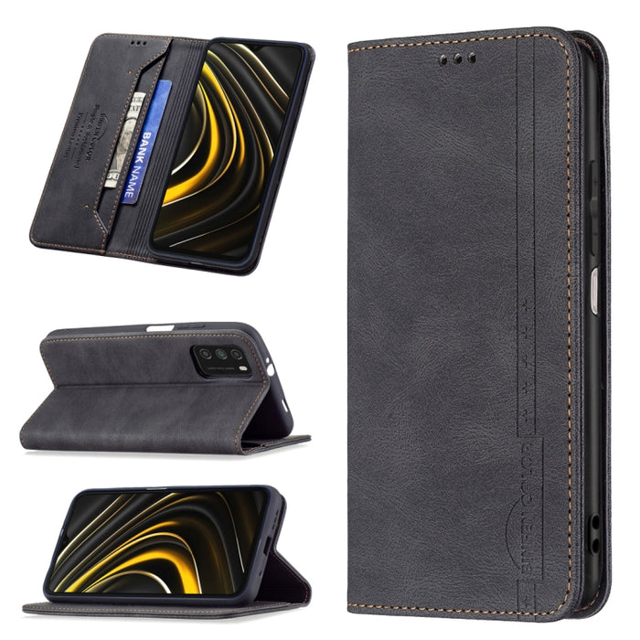 Estuche de cuero antirrobo con bloqueo magnético RFID con soporte y ranuras para tarjetas y billetera, For Xiaomi Redmi 9A, For Xiaomi Redmi 9C / Poco C31, For Xiaomi Redmi 9, For Xiaomi Redmi 10, For Xiaomi Redmi Note 9/Redmi 10X 4G                   ...