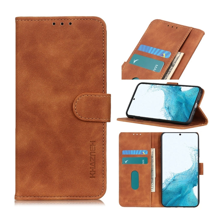 KHAZNEH Retro Texture PU + TPU Estuche de cuero con tapa horizontal con soporte y ranuras para tarjetas y billetera, For Samsung Galaxy S22 5G, For Samsung Galaxy S22+ 5G, For Samsung Galaxy S22 Ultra 5G, For Xiaomi Civi 5G
